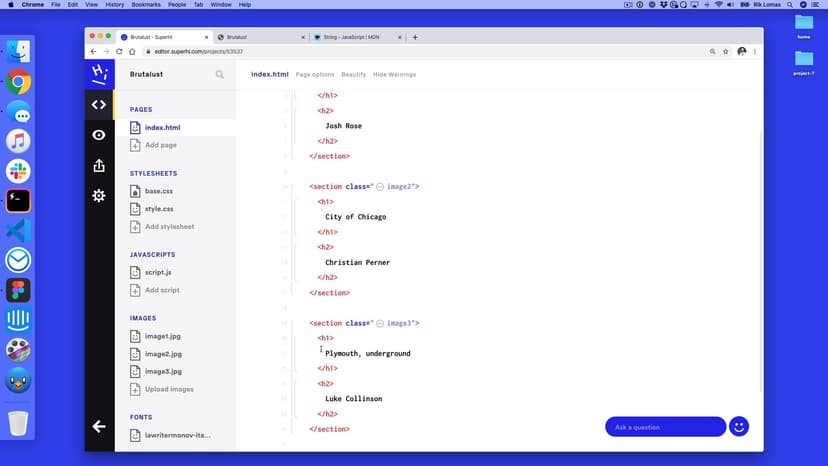 Adding in our first Javascript content change