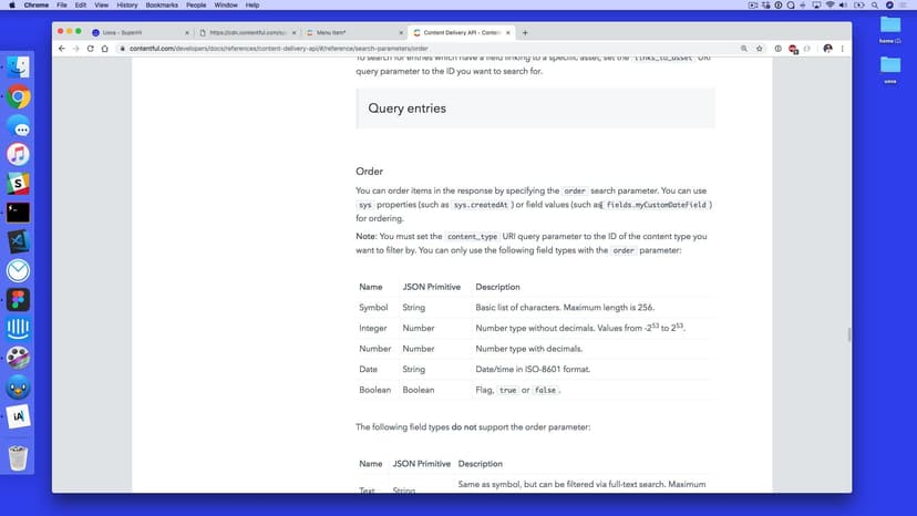 Ordering data from Contentful