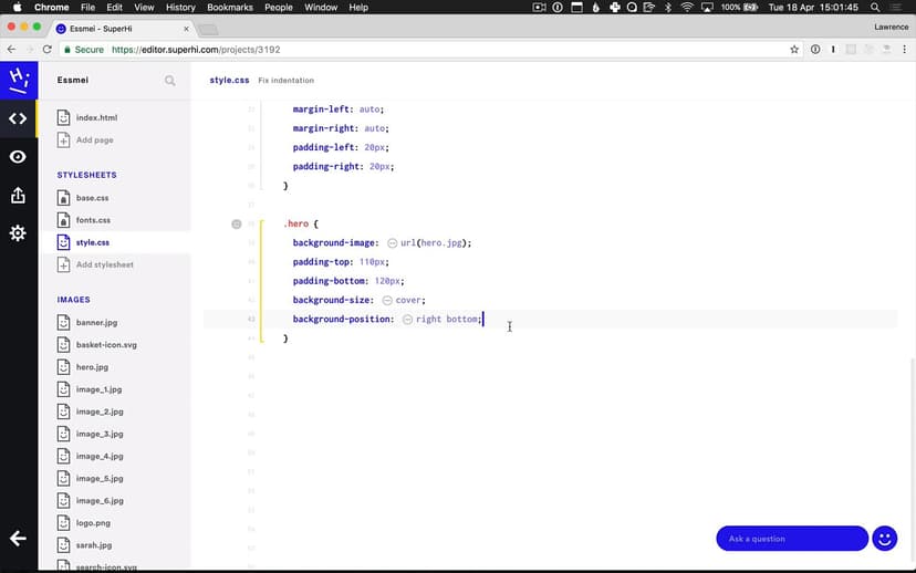 Hero background positioning and copy column