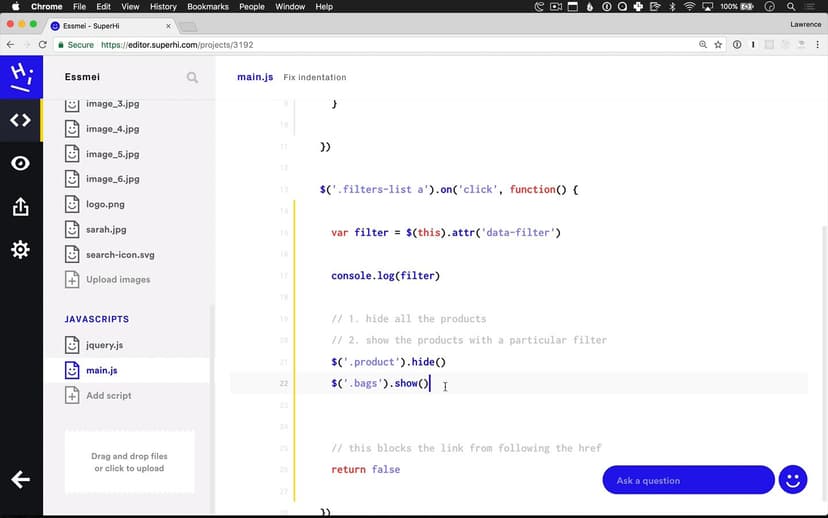 Filtering the products selection using jQuery