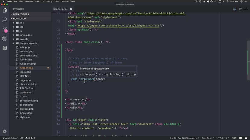 Writing our first function