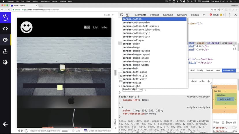Header position and active link style