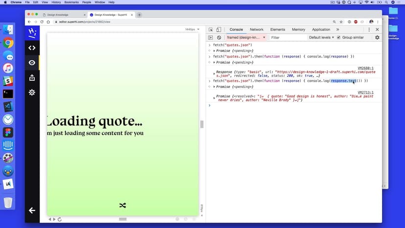 Fetching data in the Javascript console